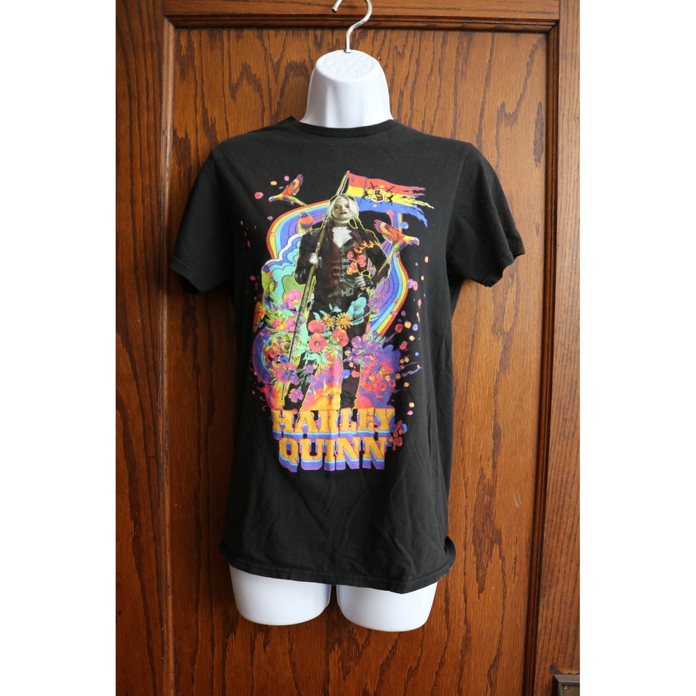 THE SUICIDE SQUAD Harley Quinn Graphic Tee Women Small Black Movie Promo Shirt